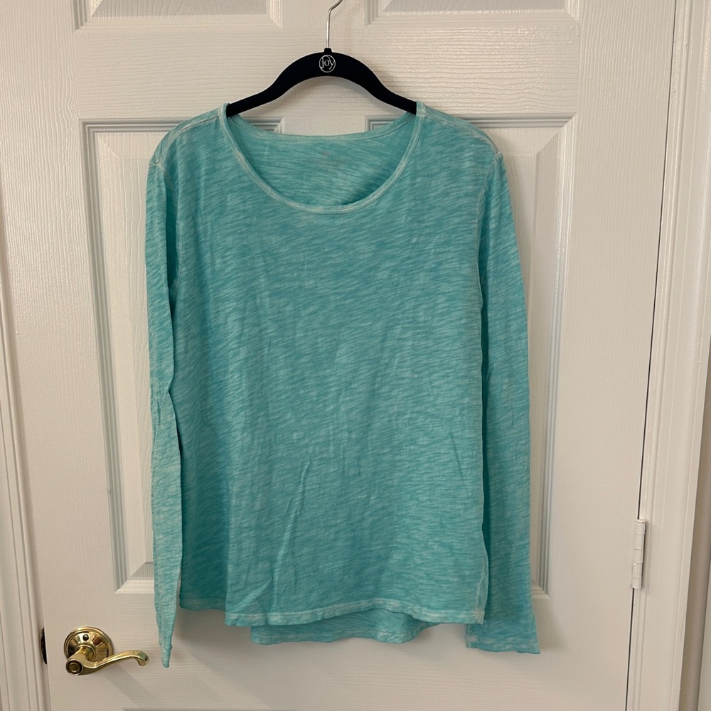 Light Teal Long Sleeve Slub Knit Shirt Size Large Elliott Lauren